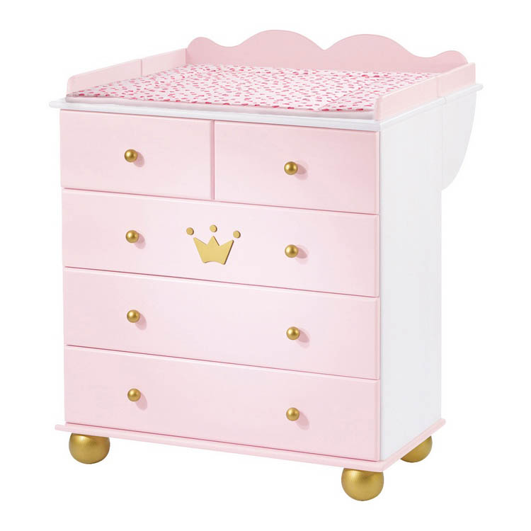 Commode Prinses Karolin massief vuren wit roze gebeitst_ Pinolino
