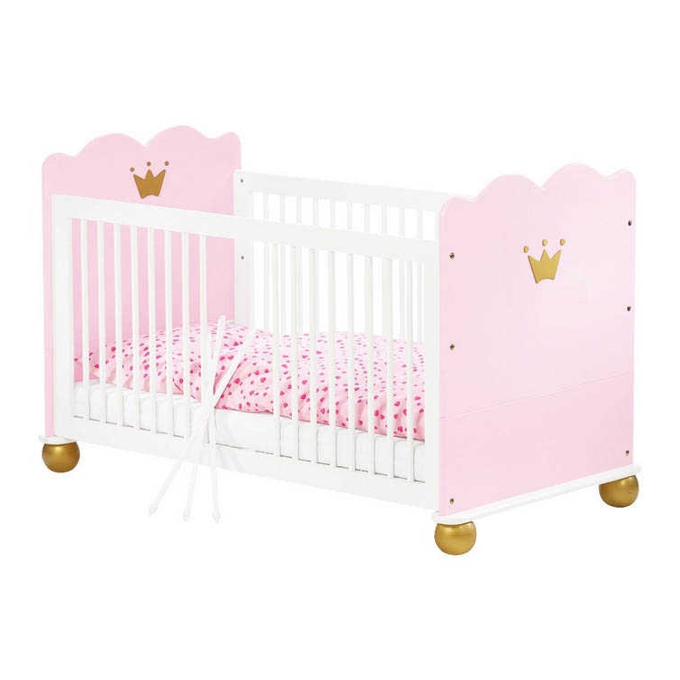 Ledikant Prinzessin Karolin massief vurenhout wit roze_ Pinolino