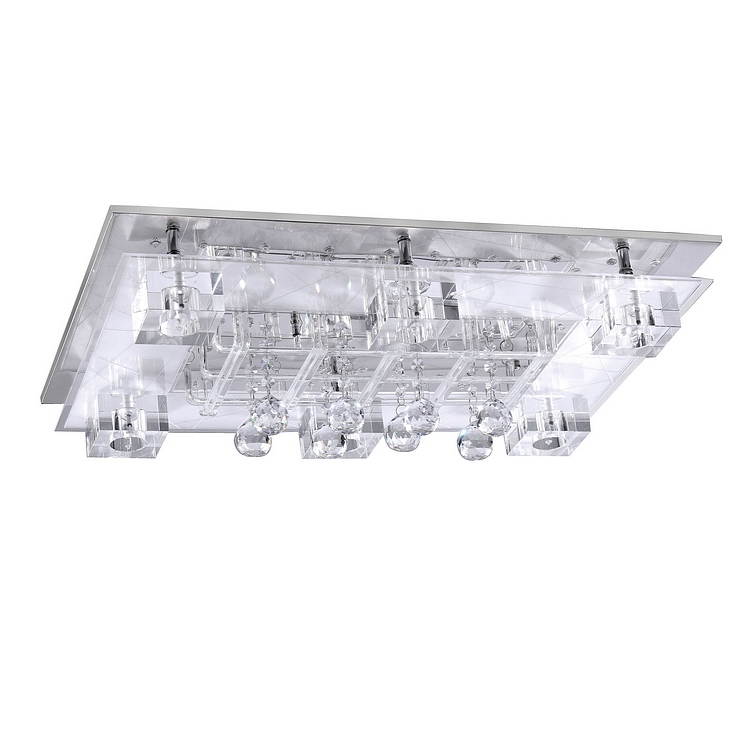 EEK B, LED-Deckenleuchte Roxane - Metall/Glas - Chrom - 45x66 cm, Leuchten Direkt