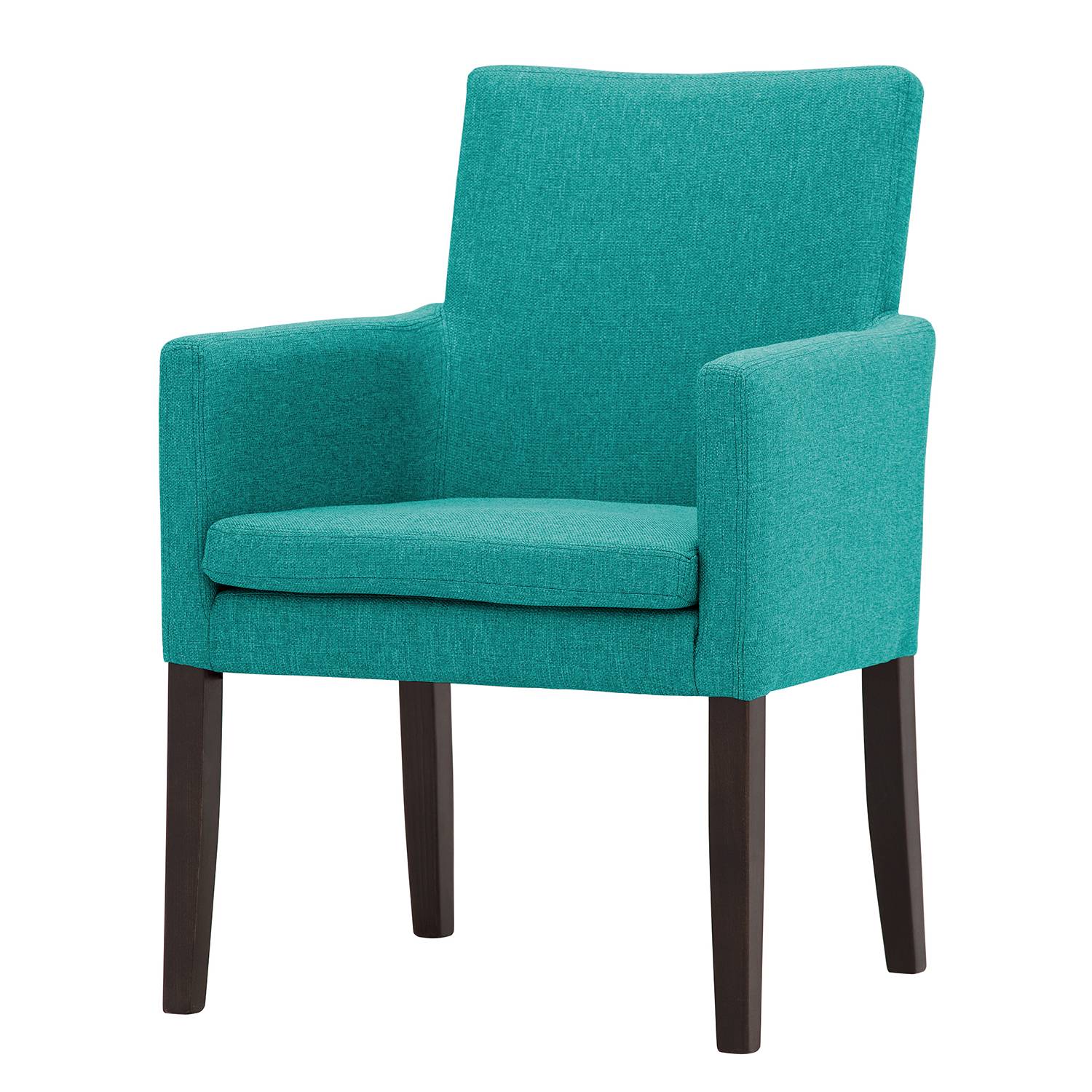 Chaise à accoudoirs Katha - Tissu - Hêtre foncé - Tissu Suria Turquoise, Morteens