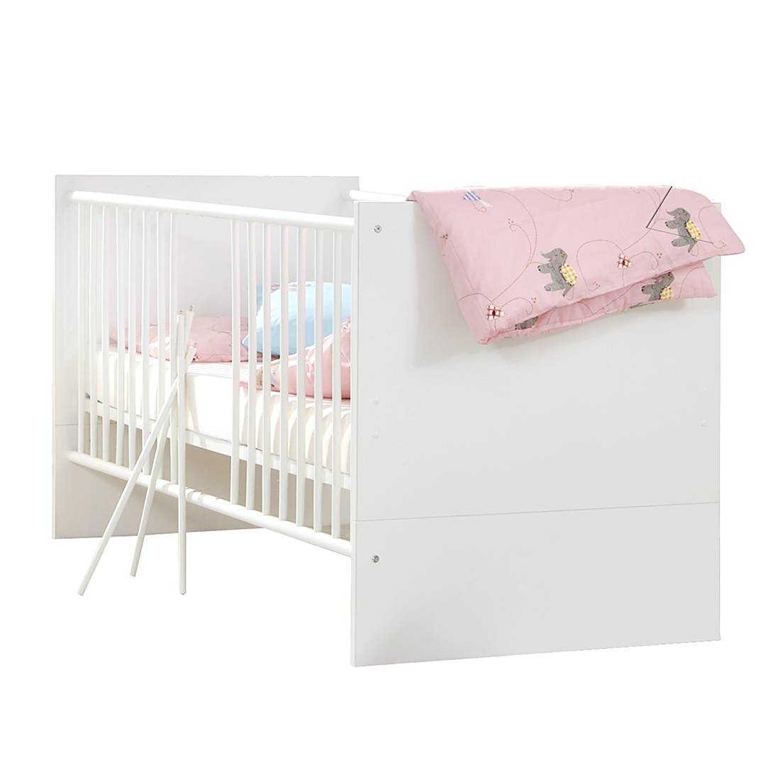 Babybed Simba alpinewit grof gezaagd eikenhout variant A: babybed_ Wimex