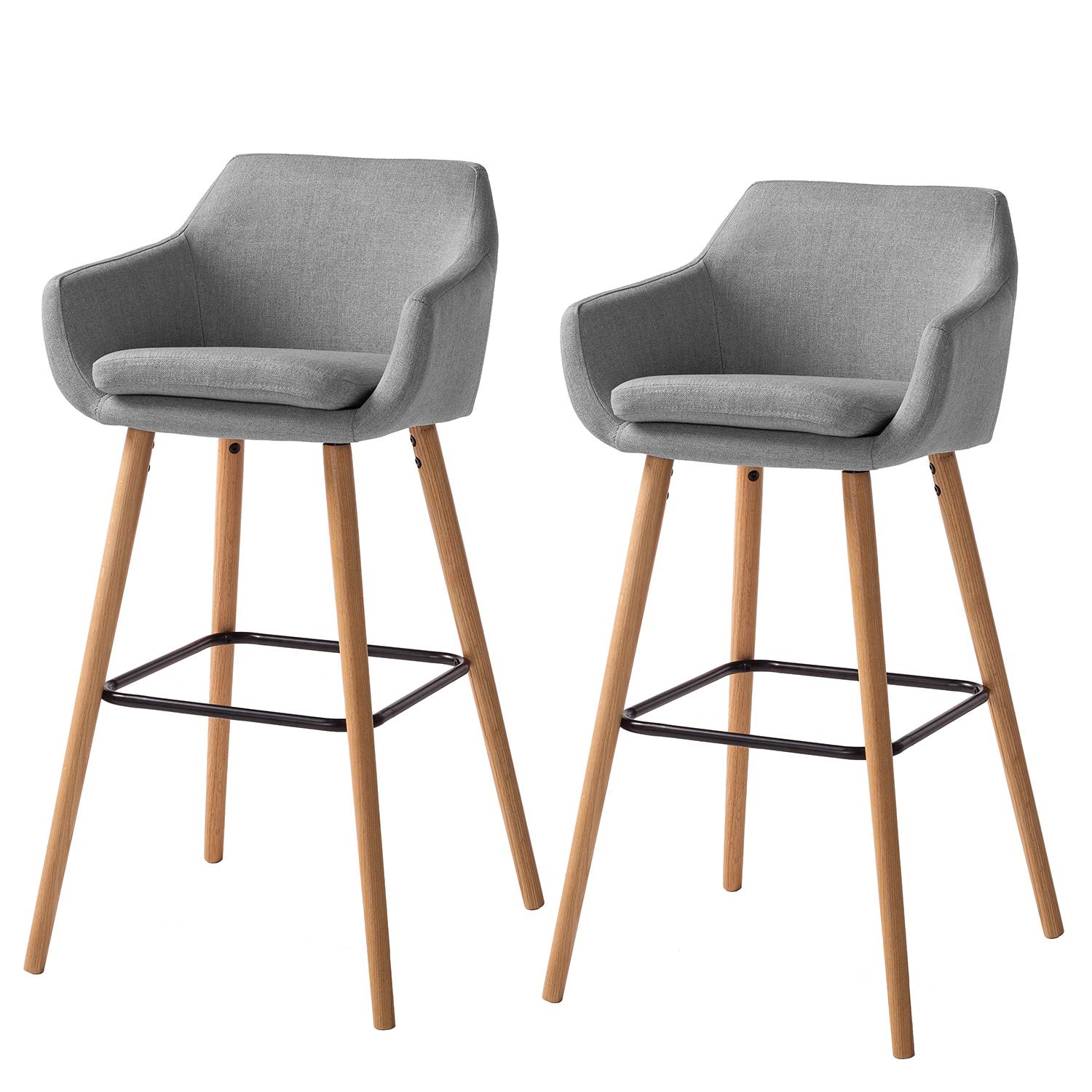 Chaise de bar Nicholas II (lot de 2) - Tissu - Chêne massif - Granit, Morteens