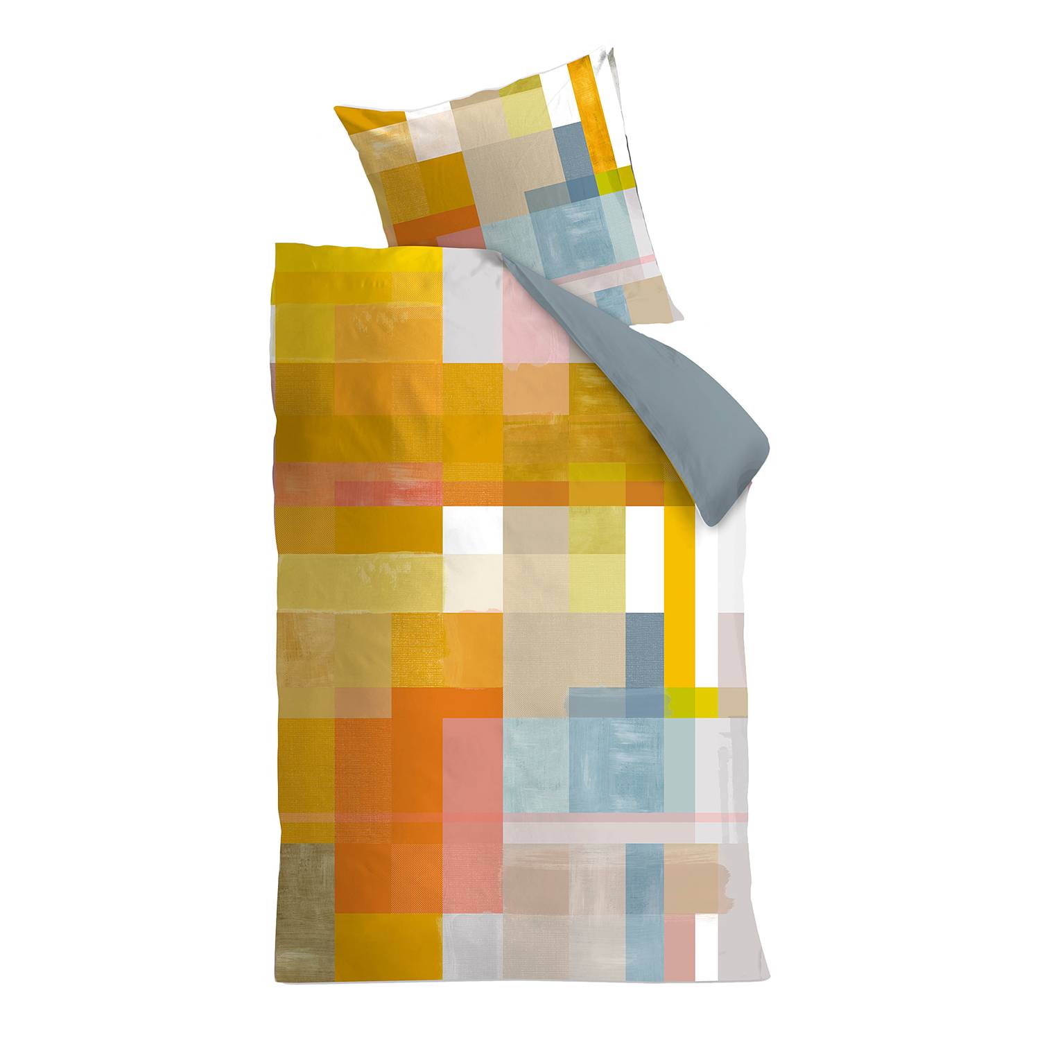 BettwÃ¤sche Architecture - Baumwollstoff - Mehrfarbig - 155 x 220 cm + Kissen 80 x 80 cm, OILILY
