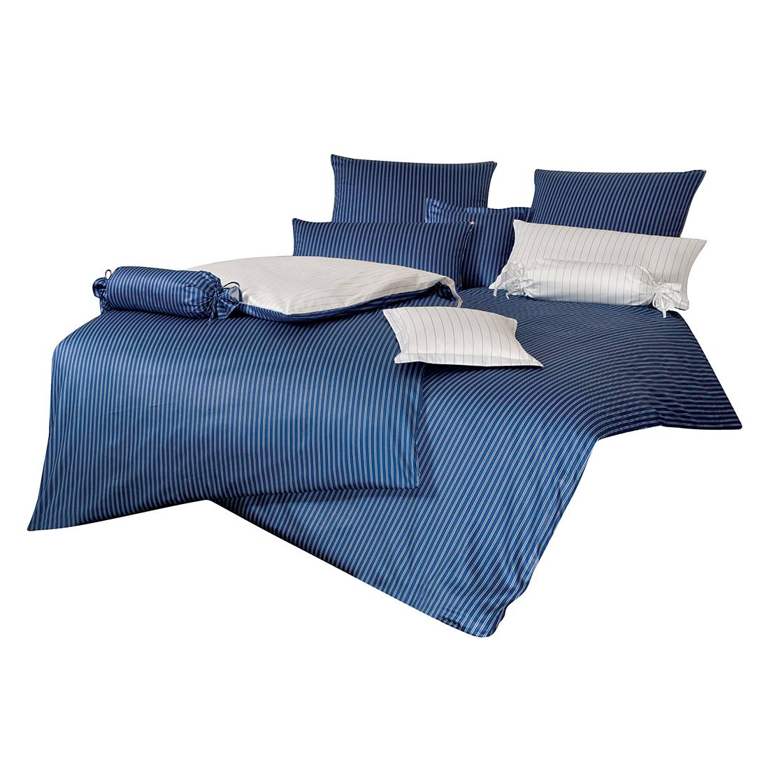 bettwaesche gestreift iii blau weiss 155 x 200 cm kissen 80 x 80 cm 1664638