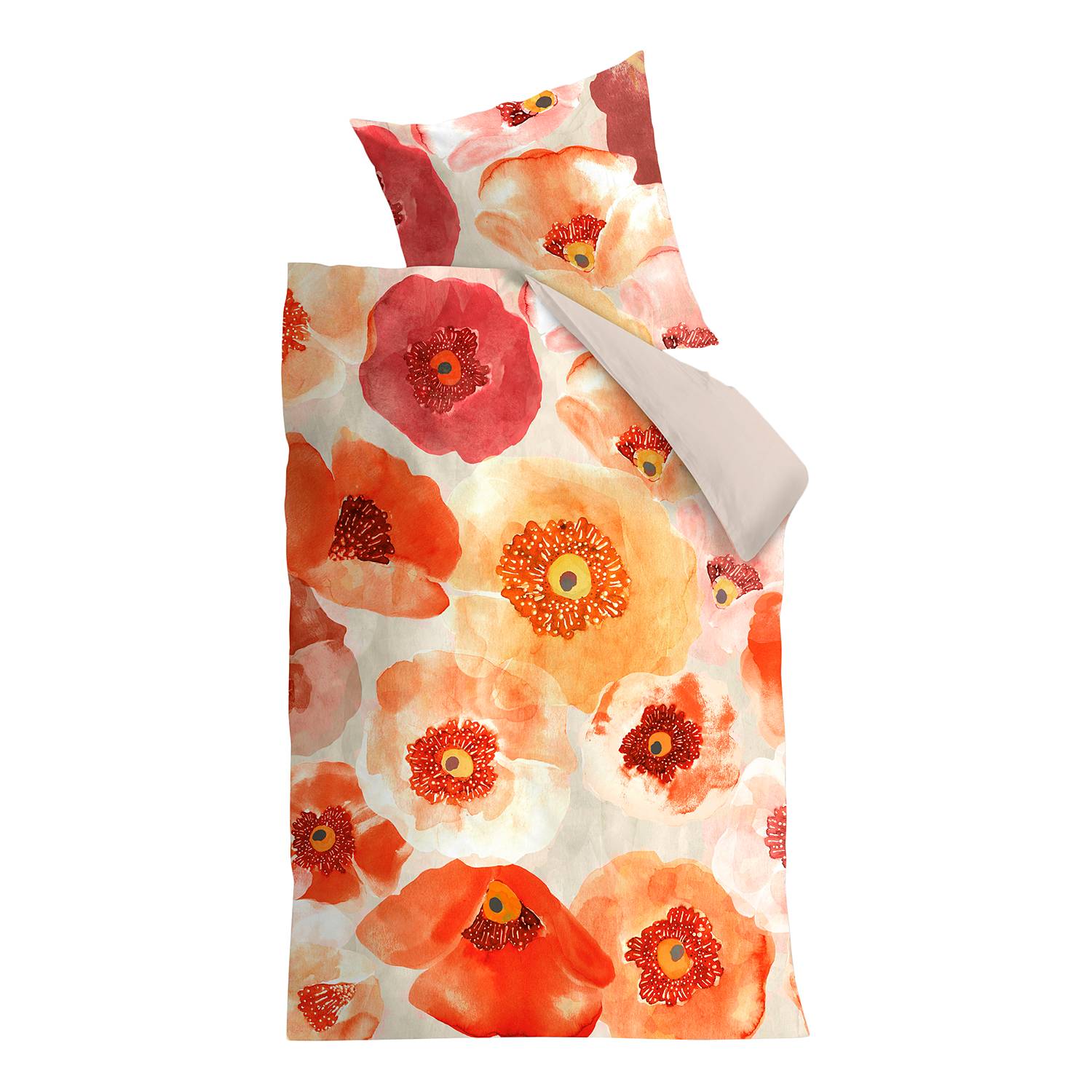 BettwÃ¤sche Oilily Faded Poppy - Baumwollstoff - Orange / Rot - 135 x 200 cm + Kissen 80 x 80 cm, OILILY
