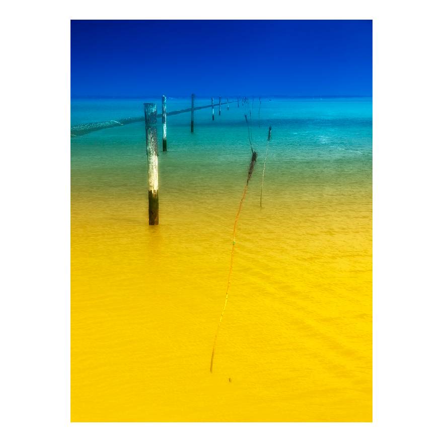 Leinwandbild Seaside - Gelb / Blau, Morteens