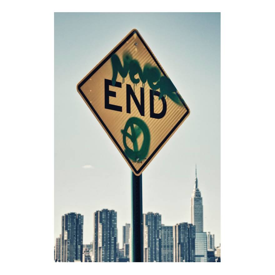 Leinwandbild The End of New York - Grau / Gelb, ars manufacti
