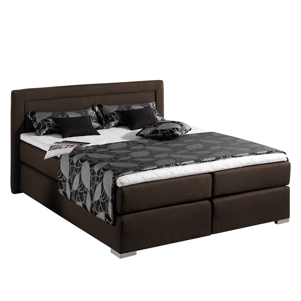 Lit boxspring Sandor - Avec surmatelas - Tissu structuré - 160 x 200cm - D3 à partir de 80 kg - Mate