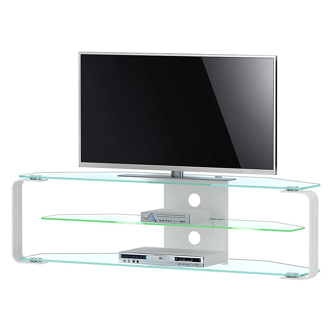 EEK A+, TV-Rack CU-MR (inkl. Beleuchtung) - Aluminium/Glas - 140 cm, Jahnke