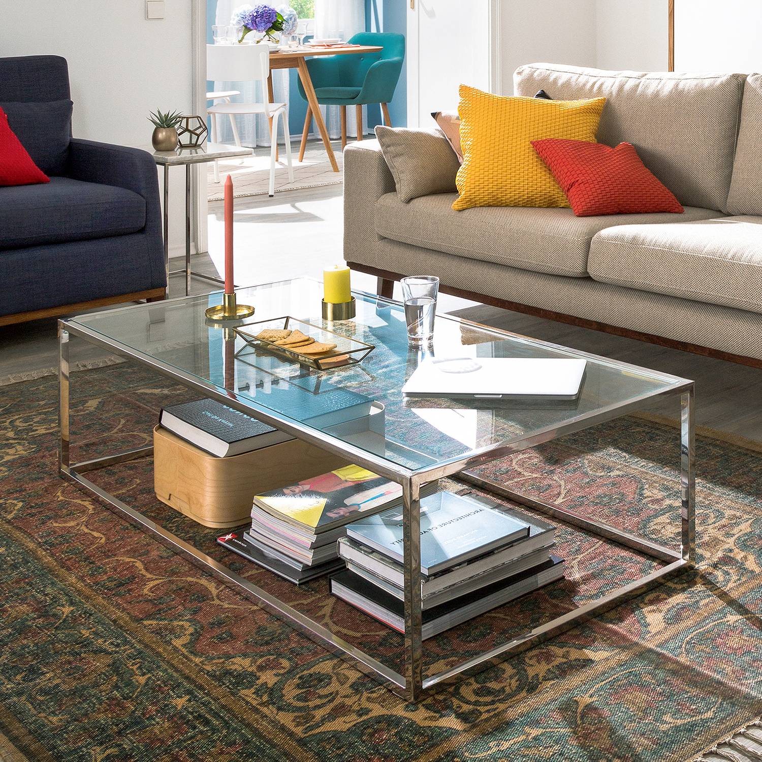 Couchtisch jacob glas / edelstahl fashion for home Designer coutschtische