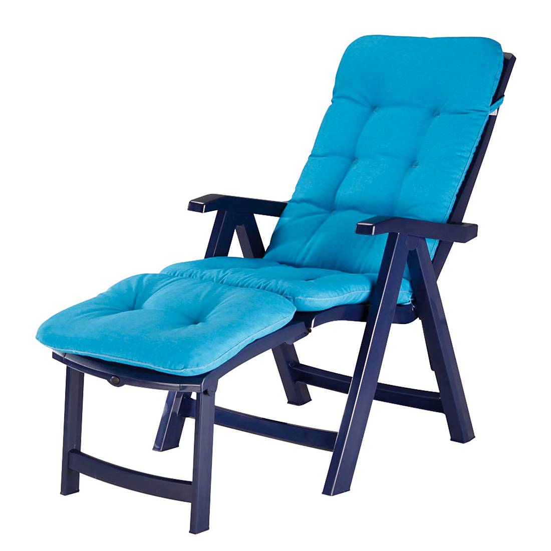 Deck-Chair Florida - Kunststoff/Webstoff - Blau/Türkis, Best Freizeitmöbel
