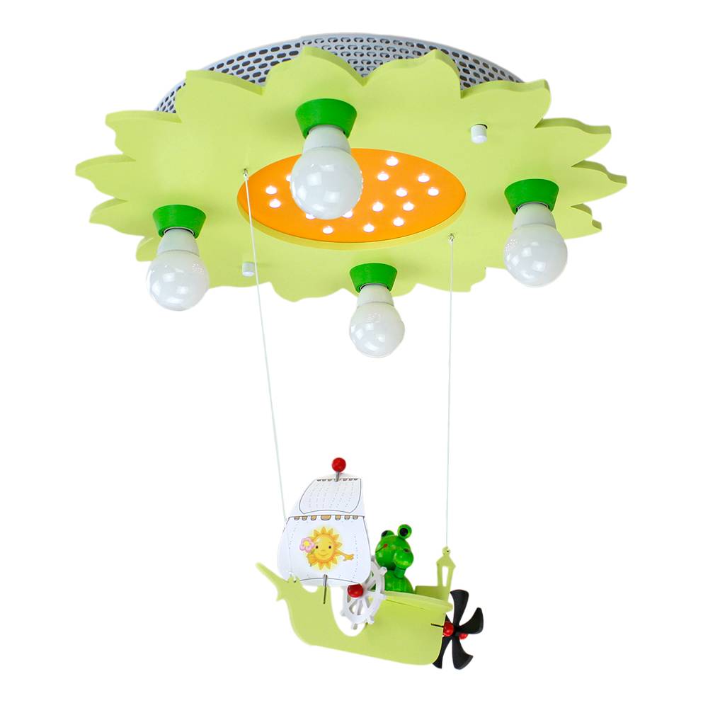 energie A+_ Plafondlamp Kikker met zeilschip 4 20 hout 4 lichtbronnen_ Elobra