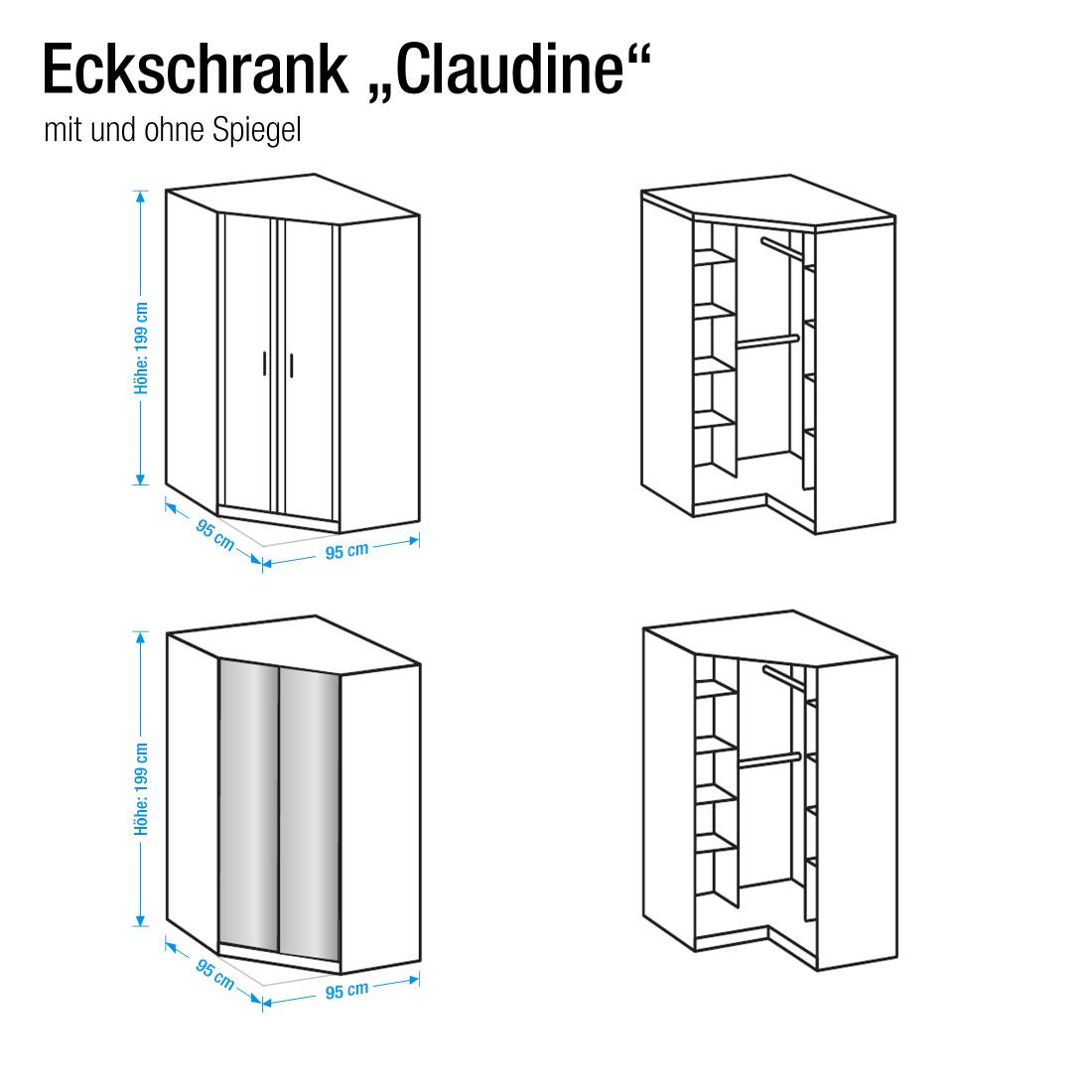 eckschrank claudine mit spiegel eiche saegerau dekor 388335