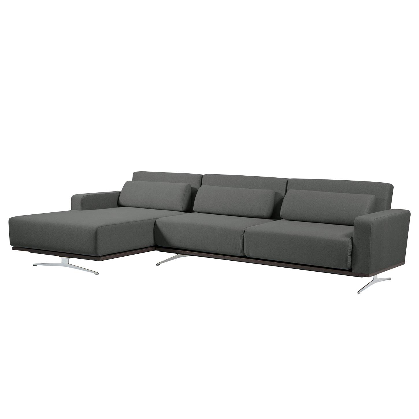 Ecksofa Copperfield I (mit Schlaffunktion) - Webstoff - Longchair/Ottomane davorstehend links - Stoff Zahira Anthrazit