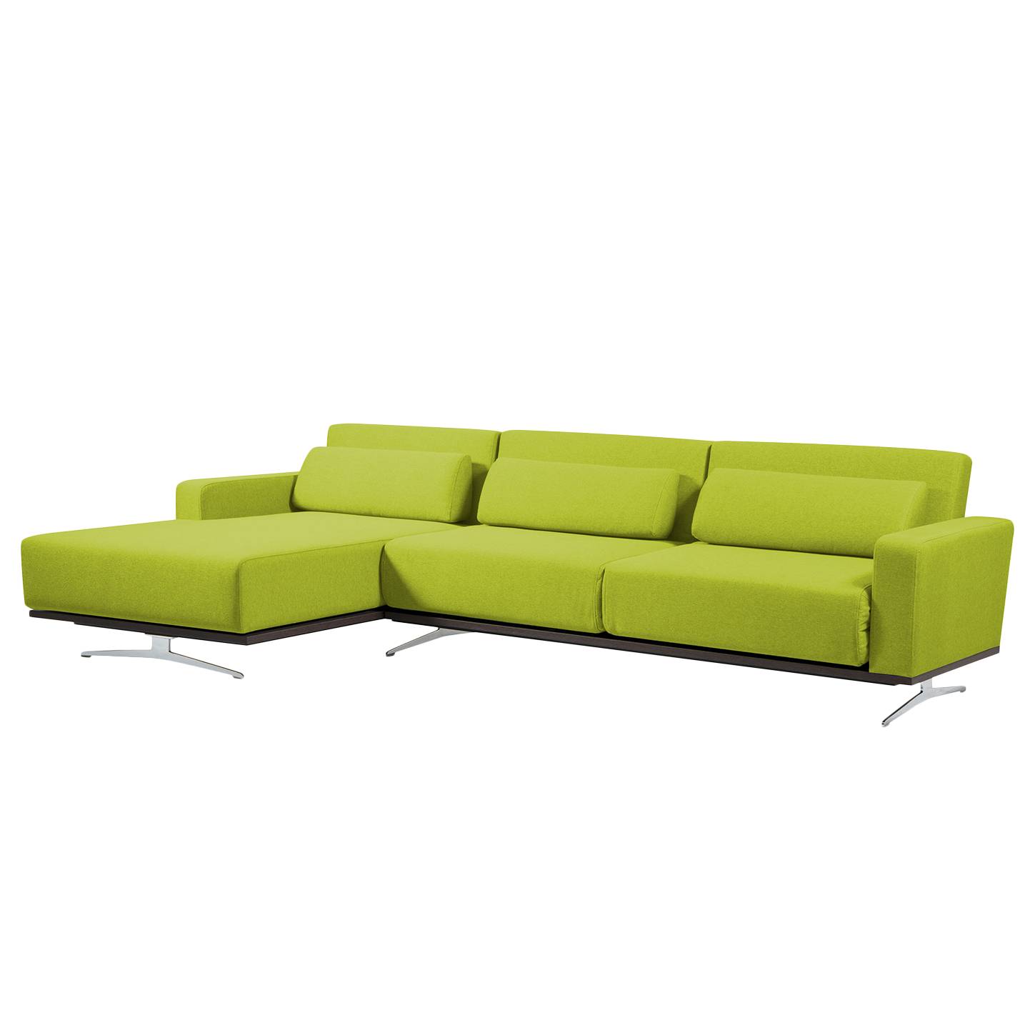 Ecksofa Copperfield I (mit Schlaffunktion) - Webstoff - Longchair/Ottomane davorstehend links - Stoff Zahira Limette