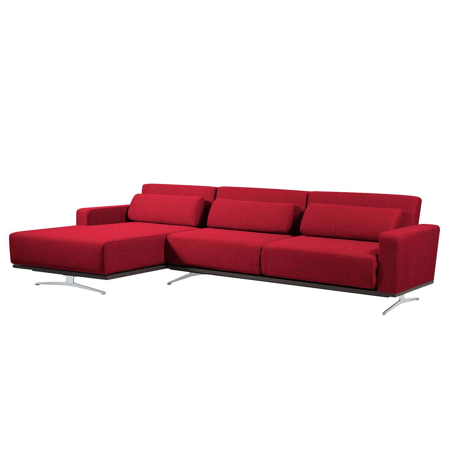 Ecksofa Copperfield I (mit Schlaffunktion) - Webstoff - Longchair/Ottomane davorstehend links - Stoff Zahira Rot