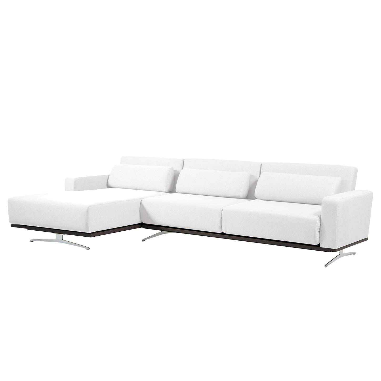 Ecksofa Copperfield I (mit Schlaffunktion) - Webstoff - Longchair/Ottomane davorstehend links - Stoff Zahira Weiß