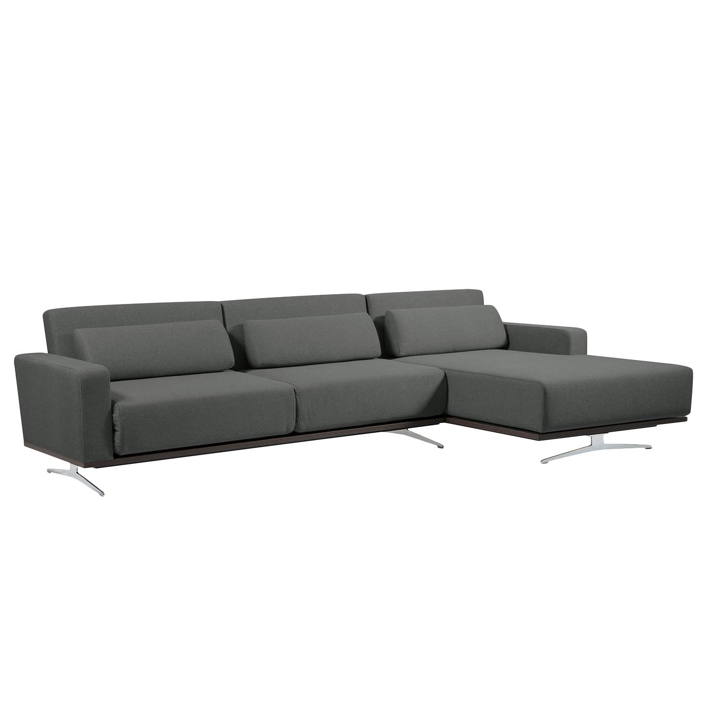 Ecksofa Copperfield I (mit Schlaffunktion) - Webstoff - Longchair/Ottomane davorstehend rechts - Stoff Zahira Anthrazit