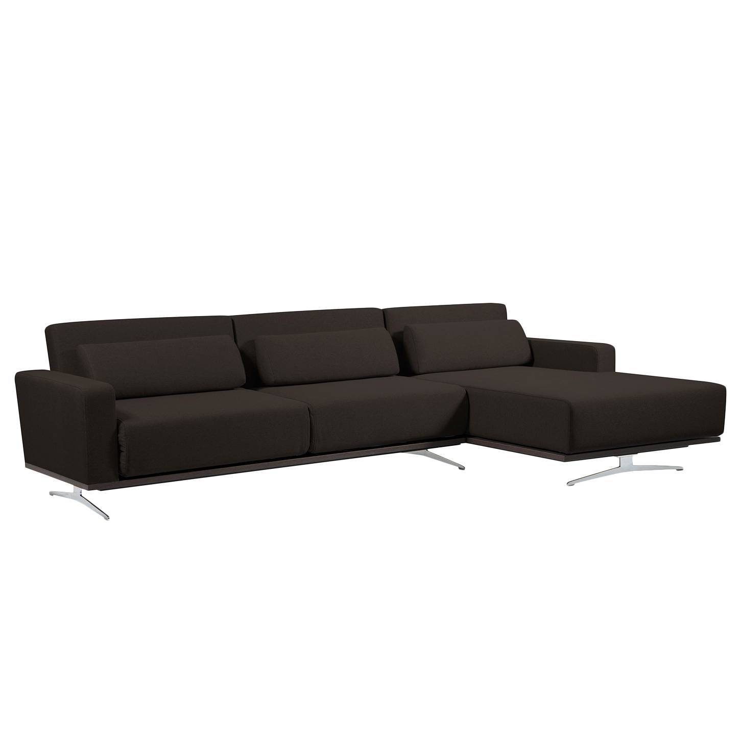 Ecksofa Copperfield I (mit Schlaffunktion) - Webstoff - Longchair/Ottomane davorstehend rechts - Stoff Zahira Braun