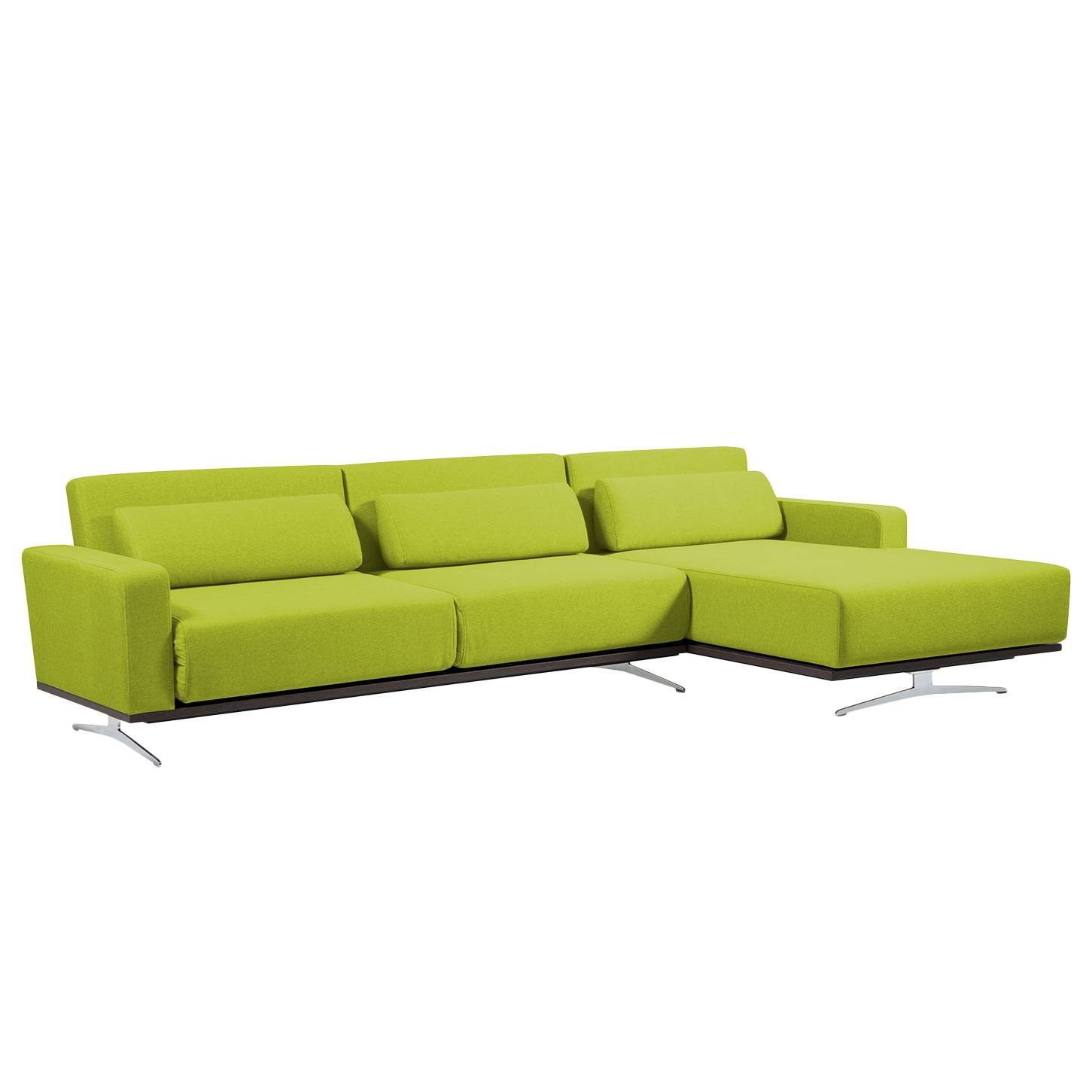 Ecksofa Copperfield I (mit Schlaffunktion) - Webstoff - Longchair/Ottomane davorstehend rechts - Stoff Zahira Limette