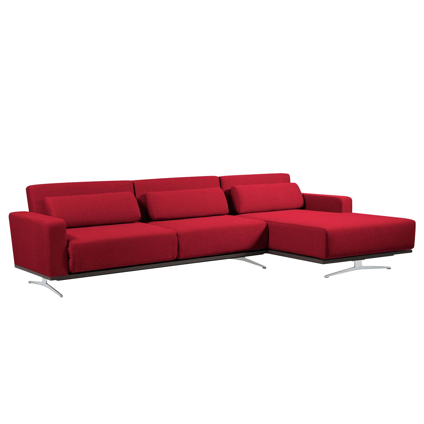Ecksofa Copperfield I (mit Schlaffunktion) - Webstoff - Longchair/Ottomane davorstehend rechts - Stoff Zahira Rot