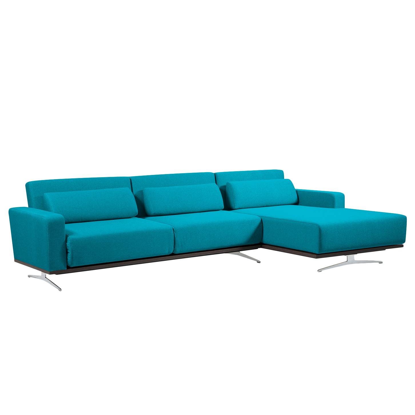 Ecksofa Copperfield I (mit Schlaffunktion) - Webstoff - Longchair/Ottomane davorstehend rechts - Stoff Zahira Türkis