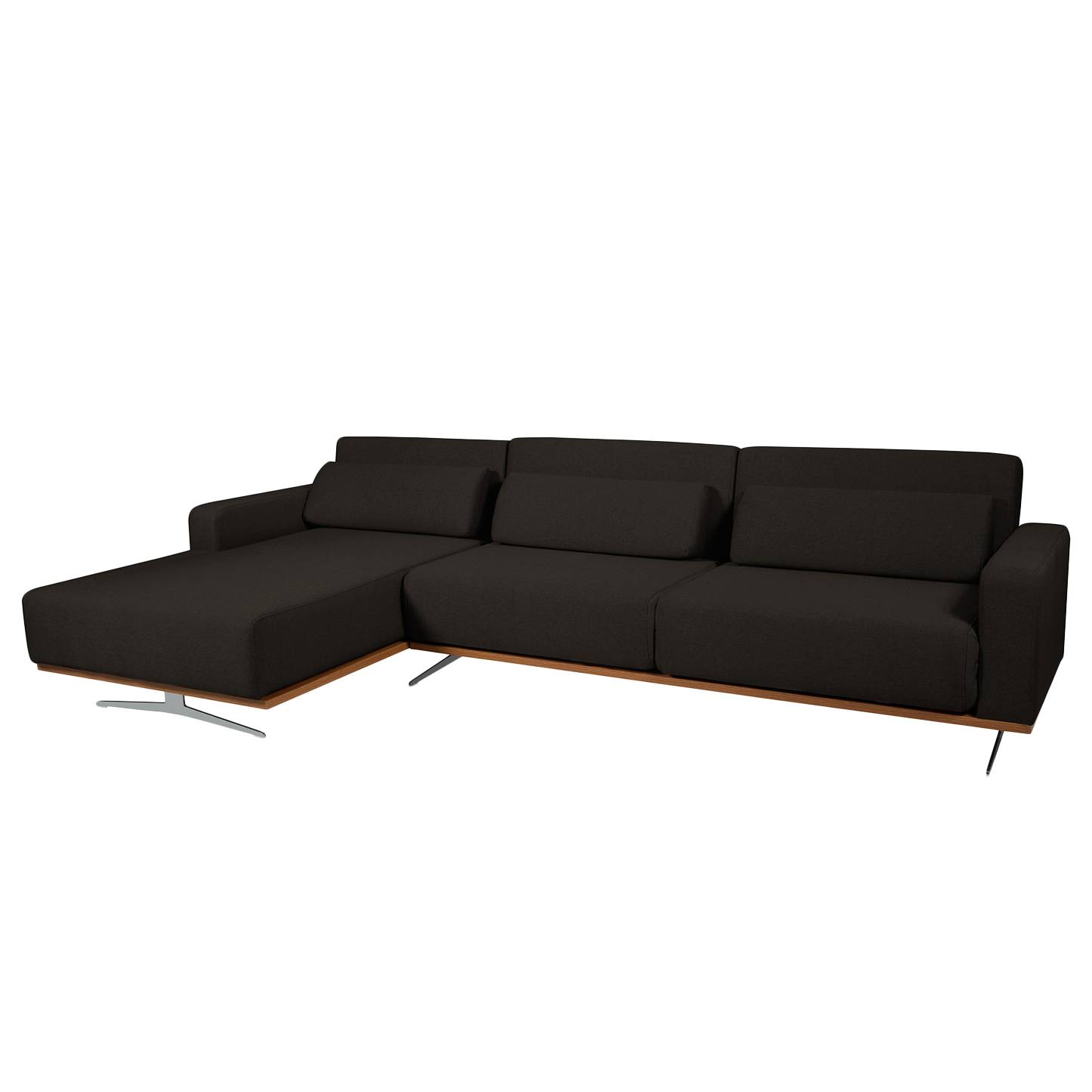 Ecksofa Copperfield II (mit Schlaffunktion) - Webstoff - Longchair/Ottomane davorstehend links - Stoff Zahira Braun