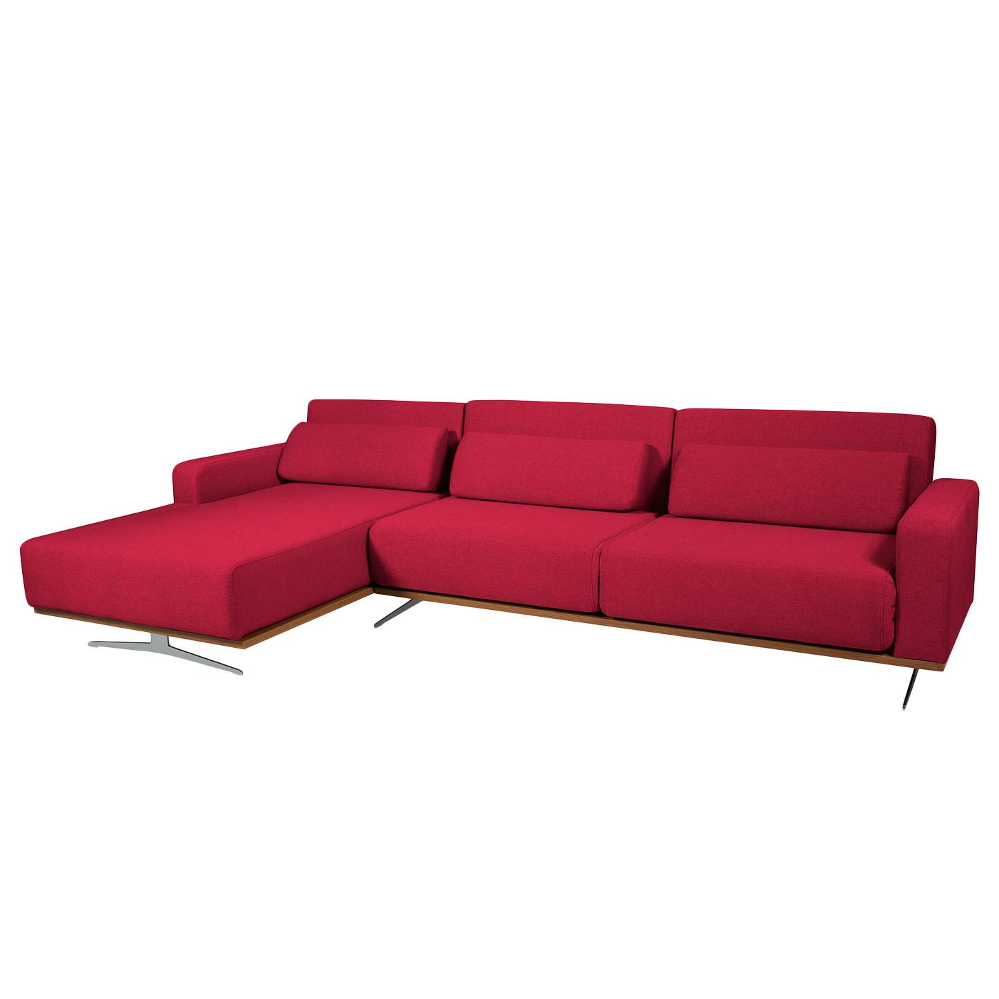 Ecksofa Copperfield II (mit Schlaffunktion) - Webstoff - Longchair/Ottomane davorstehend links - Stoff Zahira Rot