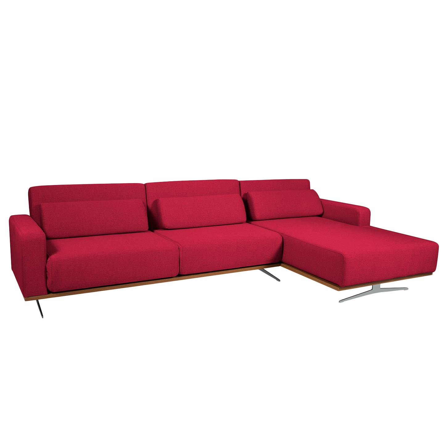 Ecksofa Copperfield II (mit Schlaffunktion) - Webstoff - Longchair/Ottomane davorstehend rechts - Stoff Zahira Rot