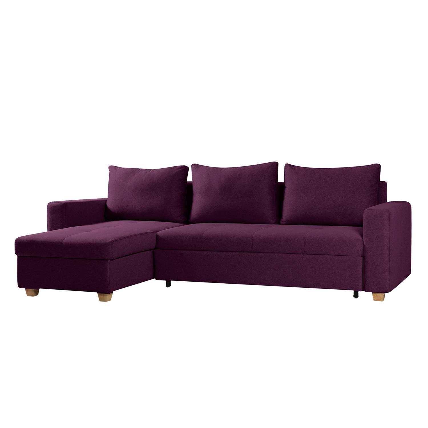 Ecksofa Crandon (mit Schlaffunktion) - Webstoff - Longchair/Ottomane davorstehend links - Stoff Zahira Aubergine