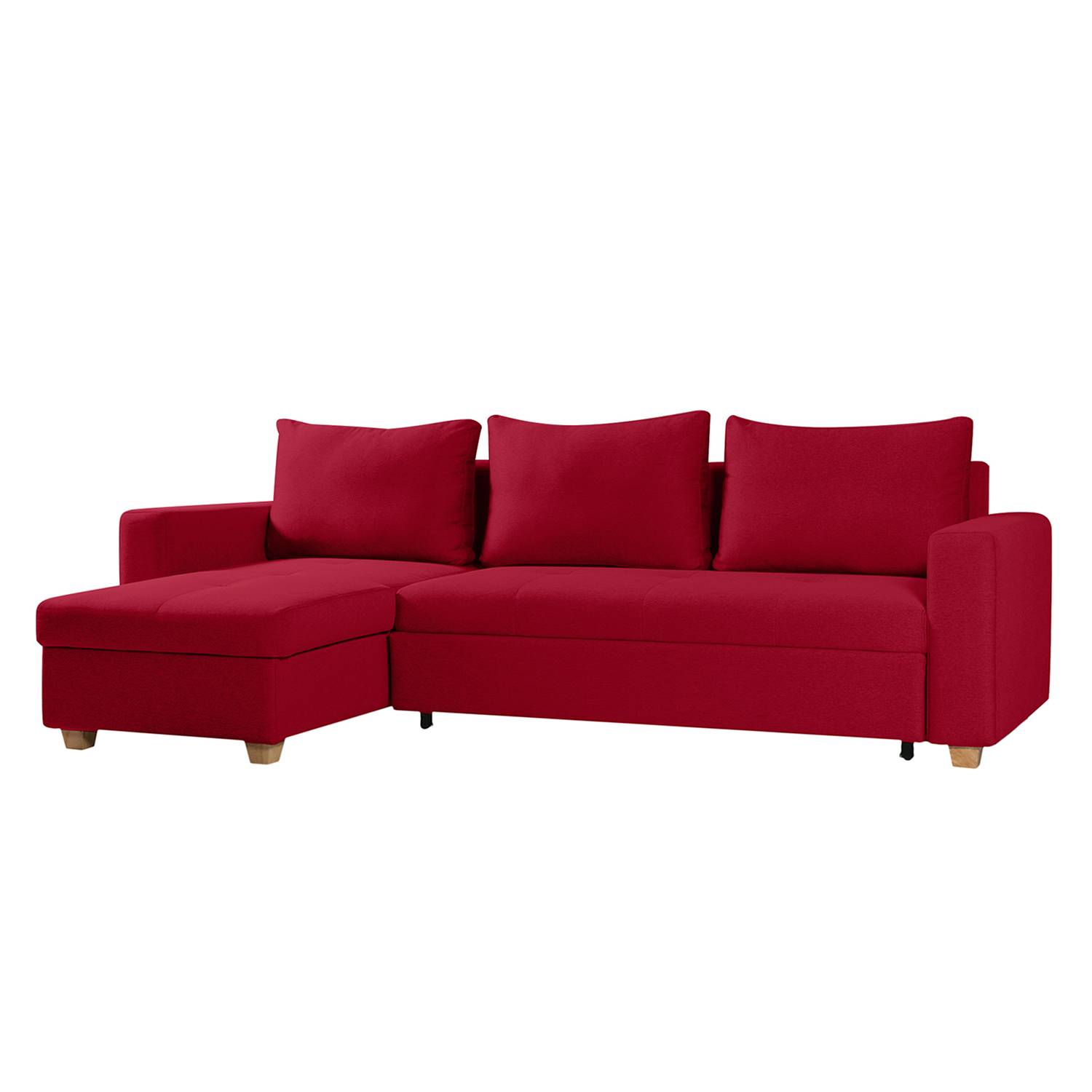 Ecksofa Crandon (mit Schlaffunktion) - Webstoff - Longchair/Ottomane davorstehend links - Stoff Zahira Rot