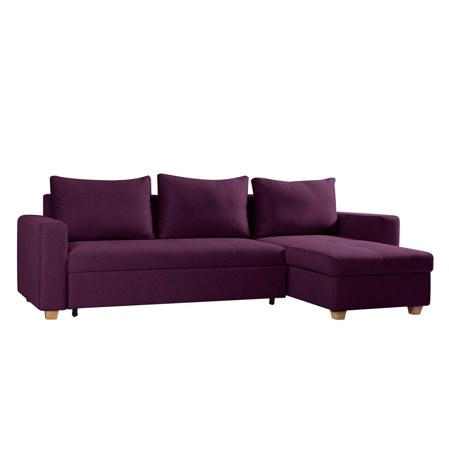 Ecksofa Crandon (mit Schlaffunktion) - Webstoff - Longchair/Ottomane davorstehend rechts - Stoff Zahira Aubergine