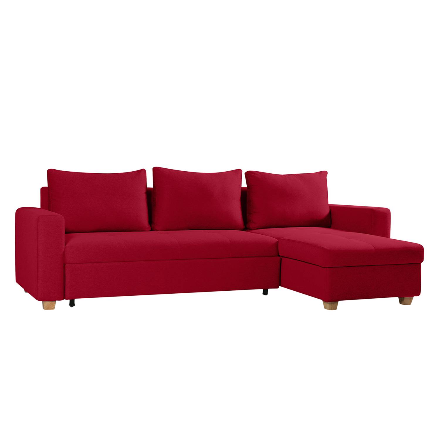 Ecksofa Crandon (mit Schlaffunktion) - Webstoff - Longchair/Ottomane davorstehend rechts - Stoff Zahira Rot