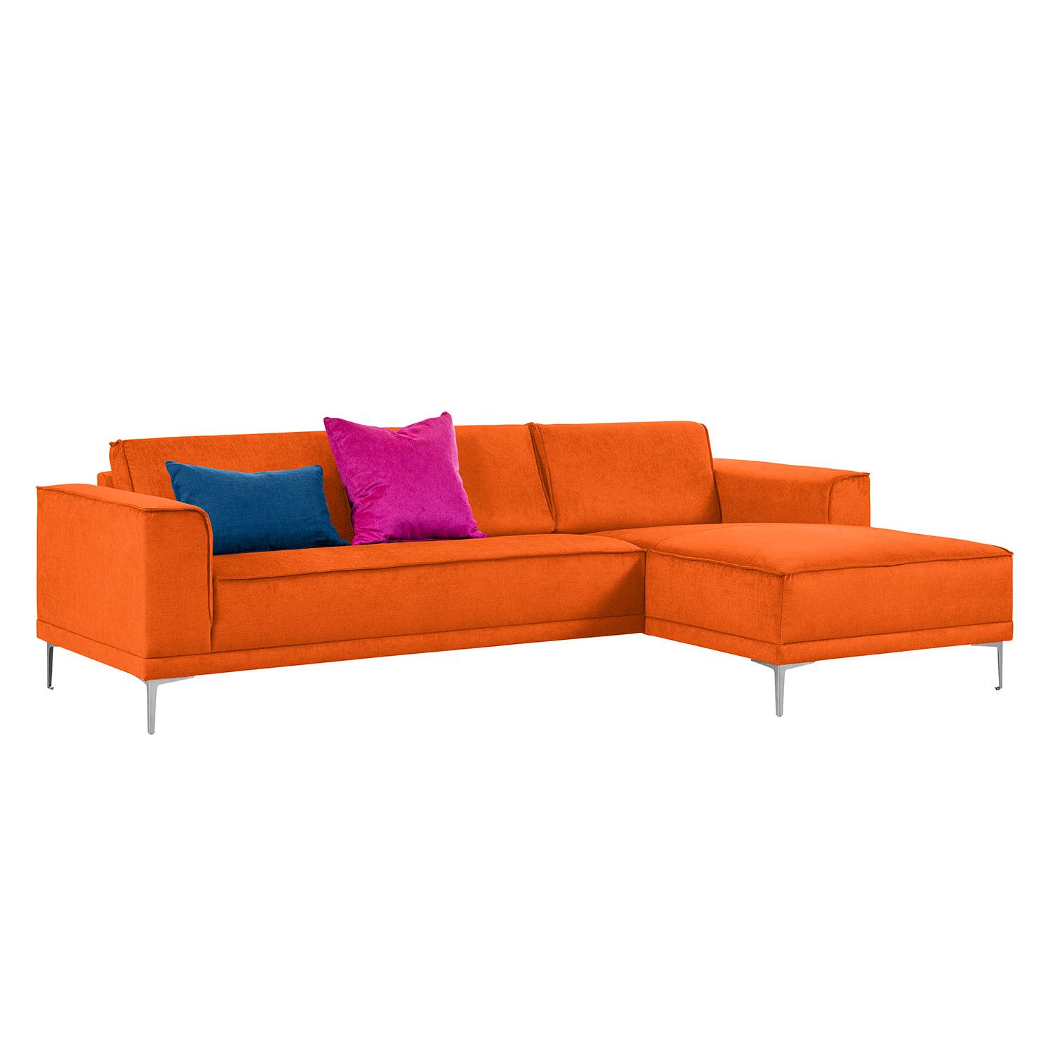 Ecksofa Grapefield Webstoff - Longchair davorstehend rechts - Orange, Says Who