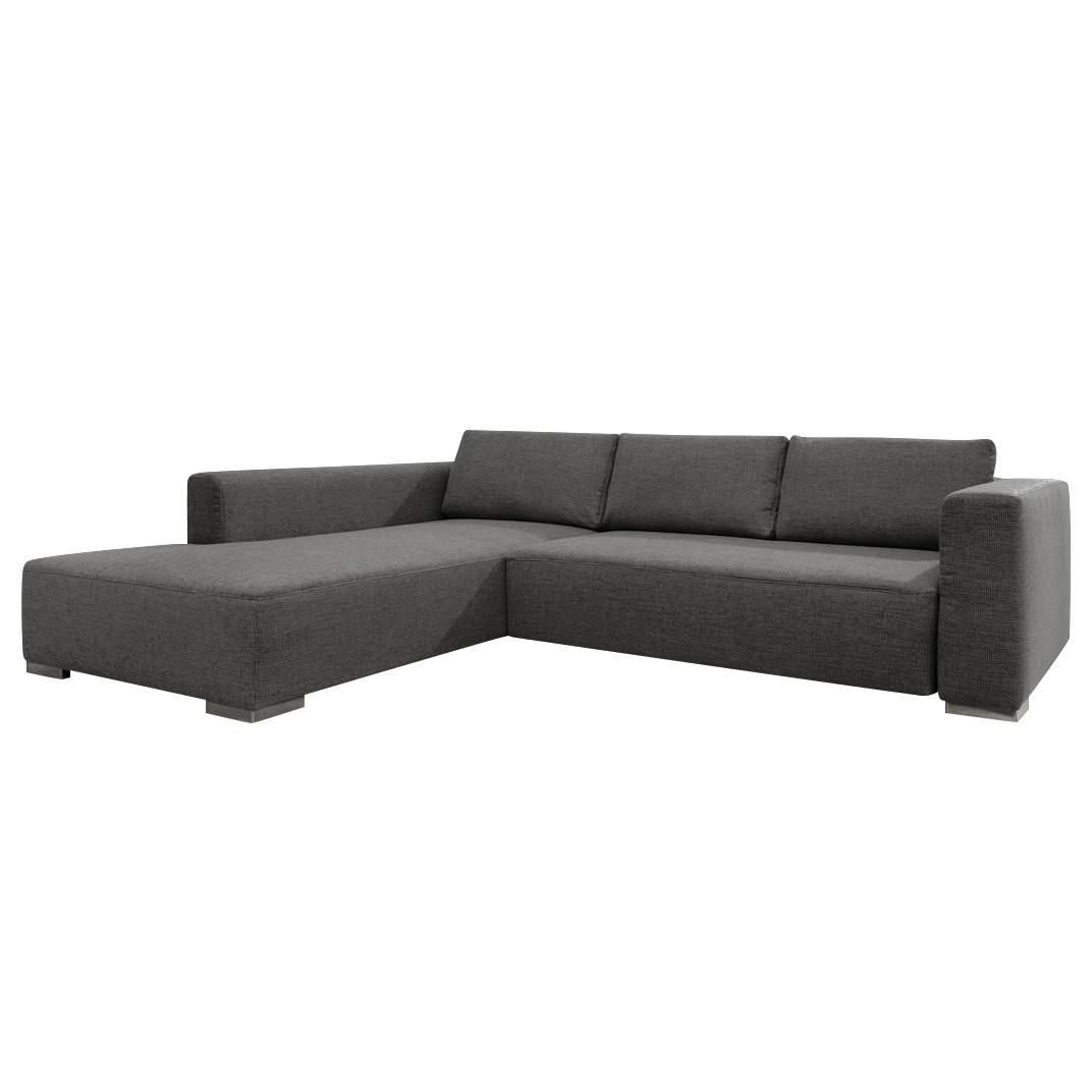 Ecksofa Heaven Colors Style M - Webstoff - Longchair/Ottomane davorstehend links - Mit Schlaffunktion - Dunkelgrau, Tom Tailor