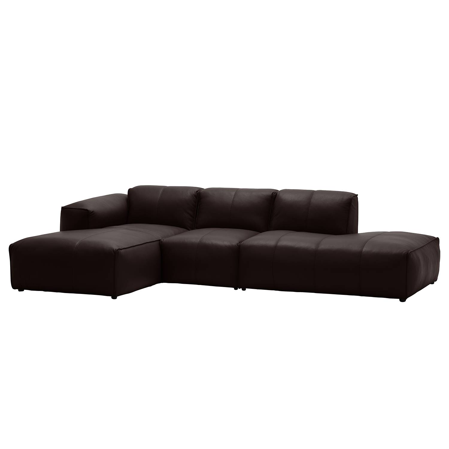 Ecksofa Hudson VIII - Echtleder - Longchair/Ottomane davorstehend links - Echtleder Neka Dunkelbraun