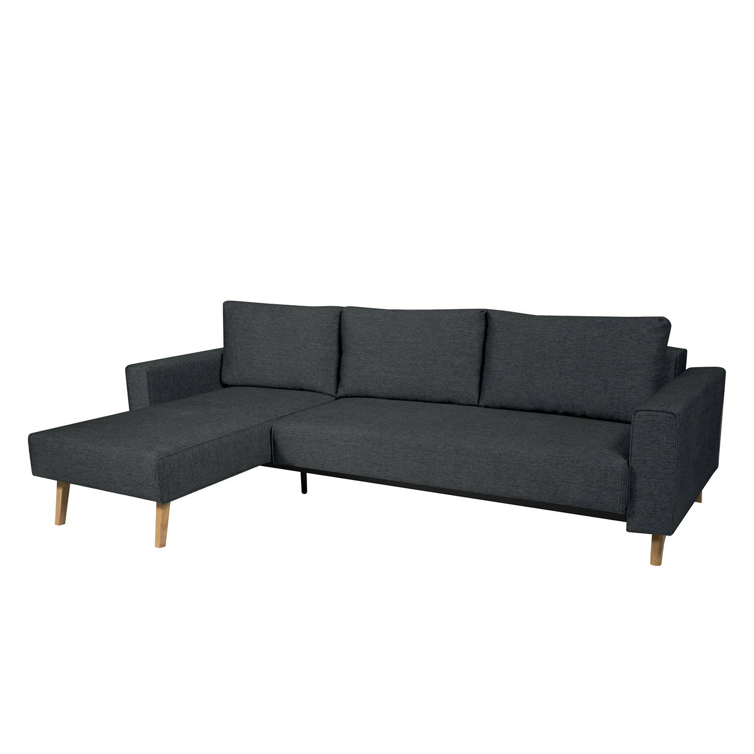 Ecksofa Topas (mit Schlaffunktion) - Webstoff - Longchair/Ottomane davorstehend links - Stoff Zahira Anthrazit