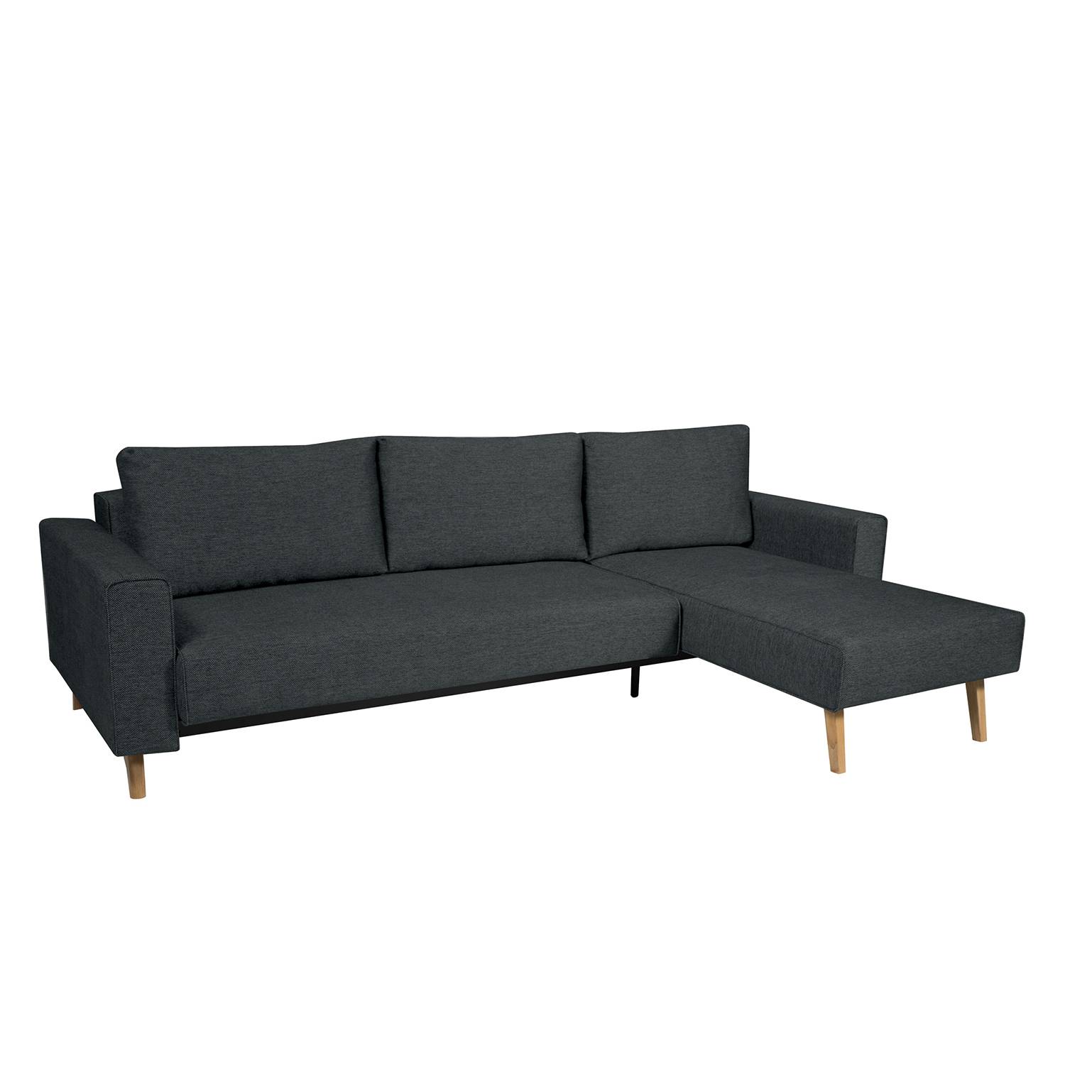 Ecksofa Topas (mit Schlaffunktion) - Webstoff - Longchair/Ottomane davorstehend rechts - Stoff Zahira Anthrazit