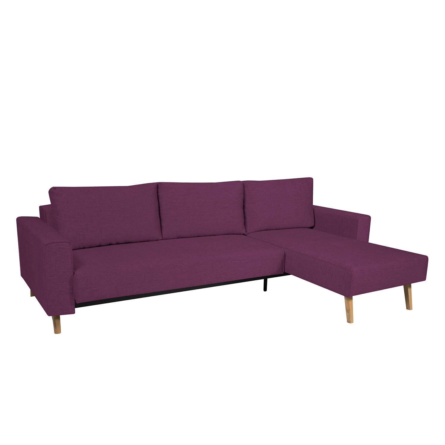 Ecksofa Topas (mit Schlaffunktion) - Webstoff - Longchair/Ottomane davorstehend rechts - Stoff Zahira Aubergine