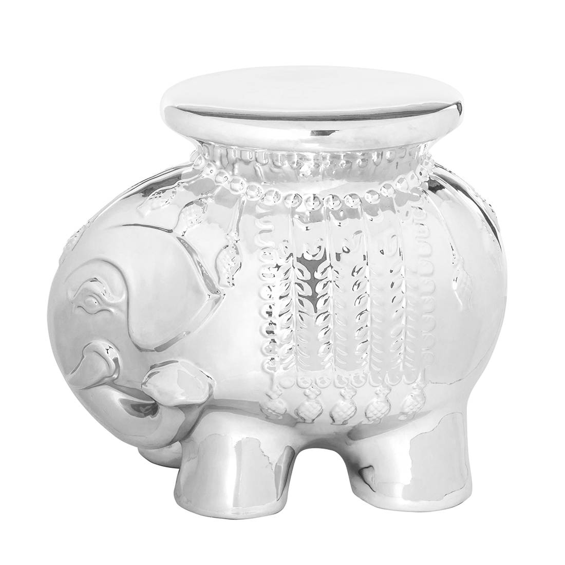 Beistelltisch Elephant - Keramik - Silber, Safavieh