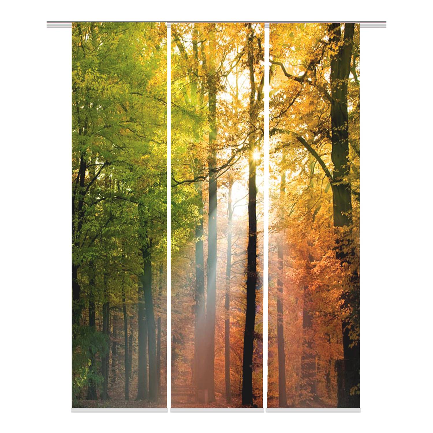 Schiebevorhang Wald (3er-Set) - Webstoff - Mehrfarbig, Ars Natura