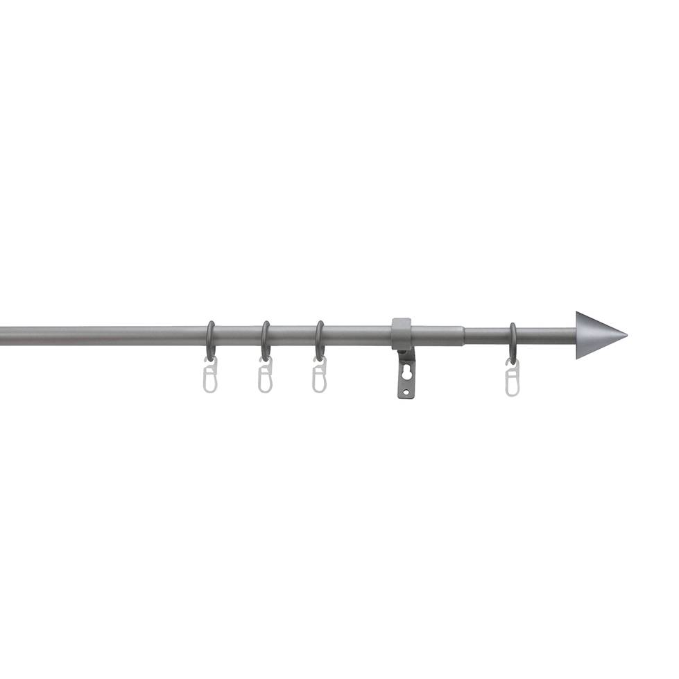 Gardinenstange Gera - Metall / Kunststoff - Matt Silber - 130 - 240 cm (ausziehbar), indeko