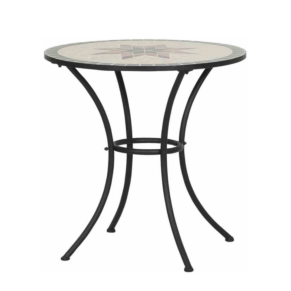 Gartentisch Stella - Eisen/Keramik - Schwarz/Mosaik - Durchmesser: 60