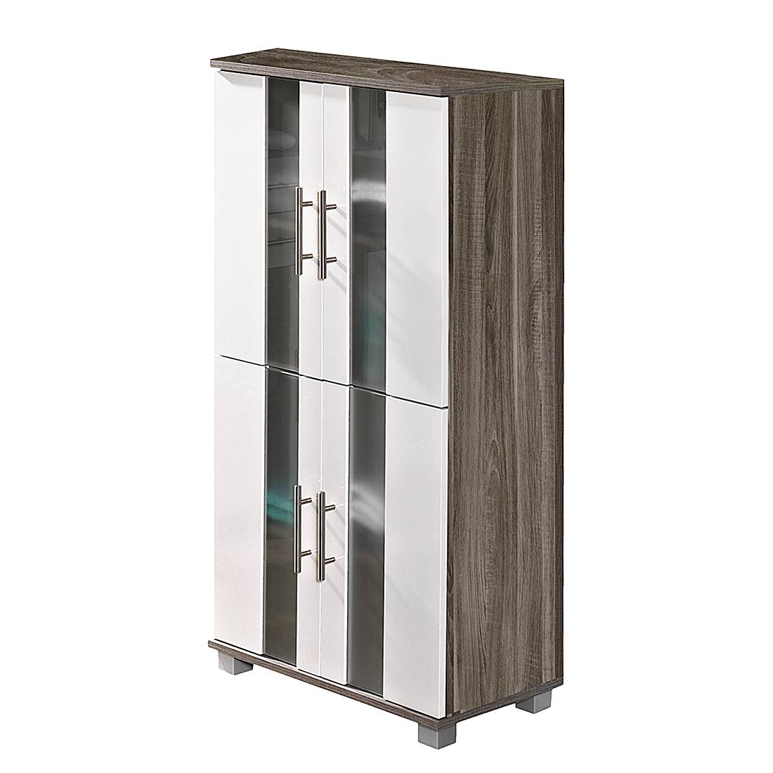 Armadietto Media Altezza Schildmeyer - Finitura Quercia/Bianco, 34.5x33x97 Cm, Con Anta E Cassetti