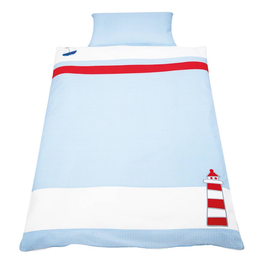 Kinderbeddengoed Schiff Ahoi schip ahoi 2 delig overtrek en kussensloop blauw_ Pinolino