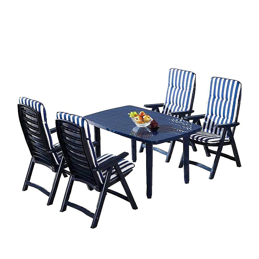 Gartenessgruppe Santiago (5-teilig) - Kunststoff - Blau ...