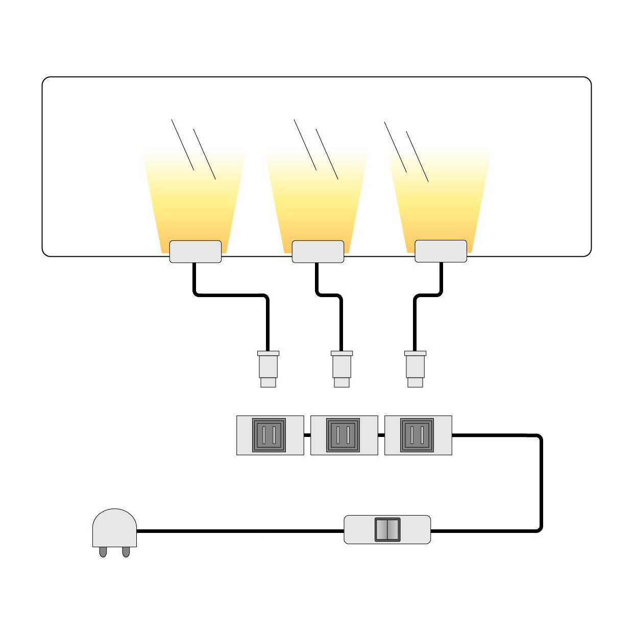 EEK A+, LED-Glaskantenbeleuchtung Piorini - 3er Set, mooved