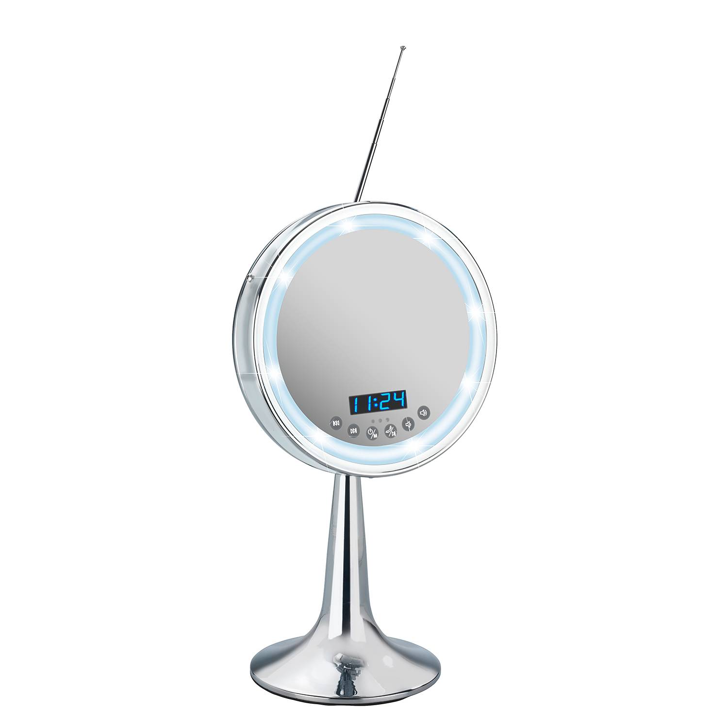 EEK A+, LED Kosmetik-Standspiegel Imperial - Stahl / Glas - Chrom, Wenko