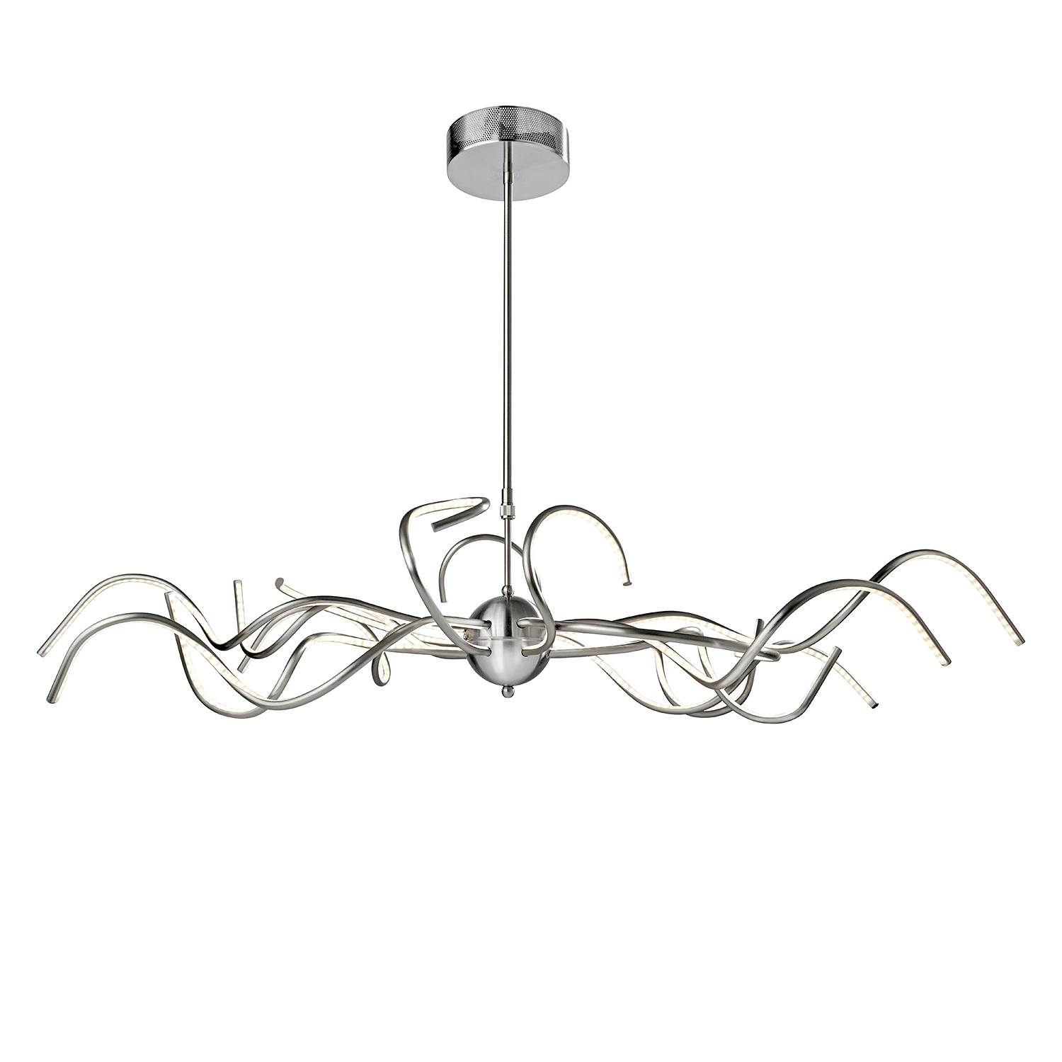 EEK A+, LED-Pendelleuchte Octopus - Metall/Silikon - Silber Satin, Sompex