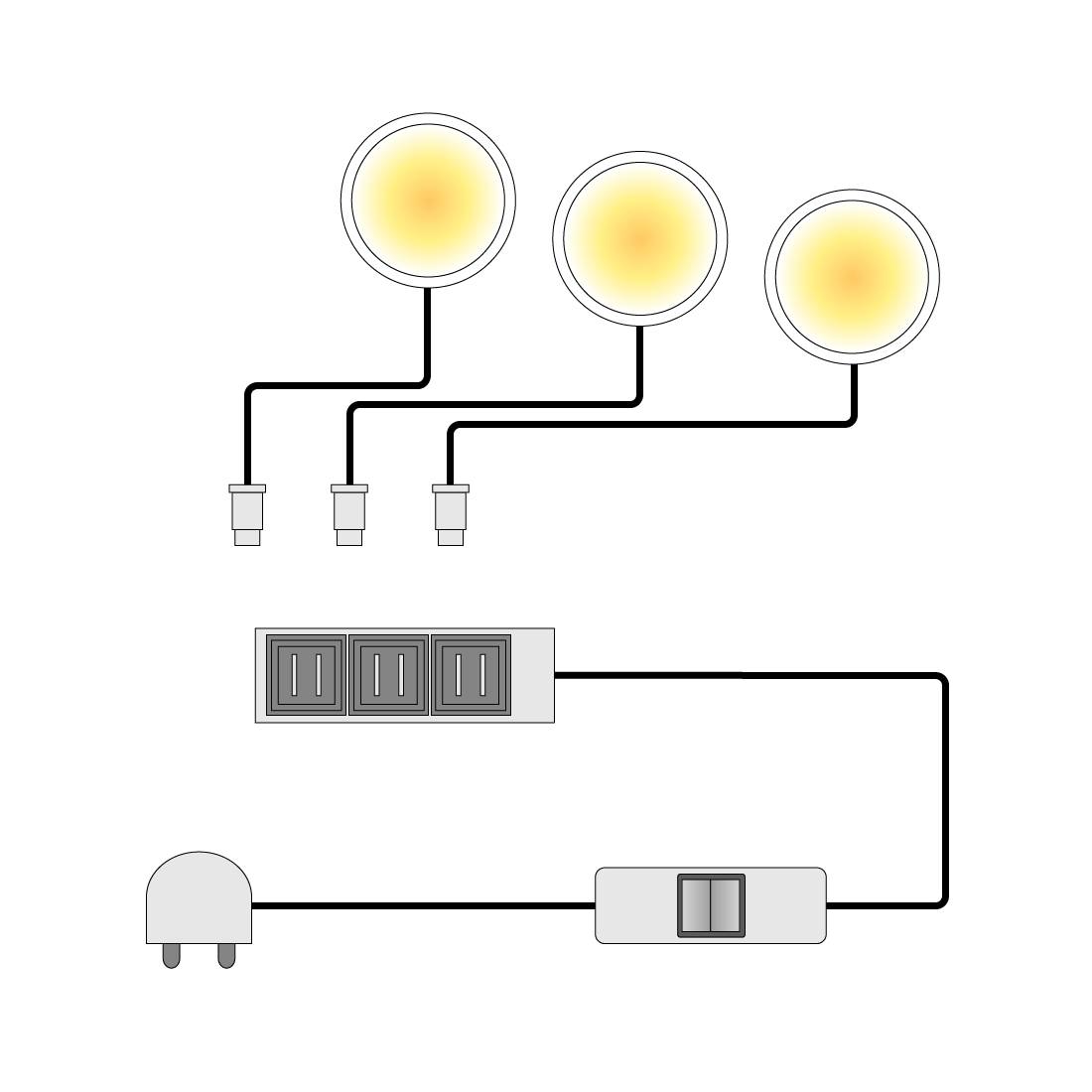 EEK A+, LED-Unterbauspot Glow (3er-Set) - Warm WeiÃŸ, Trendteam